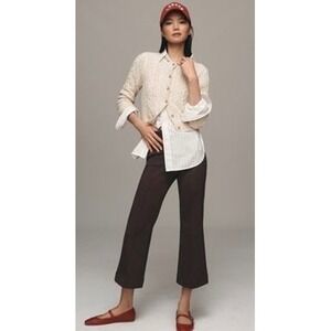 Maeve Anthropologie Brown Margot kick Flare cropped textured Pants XS Career